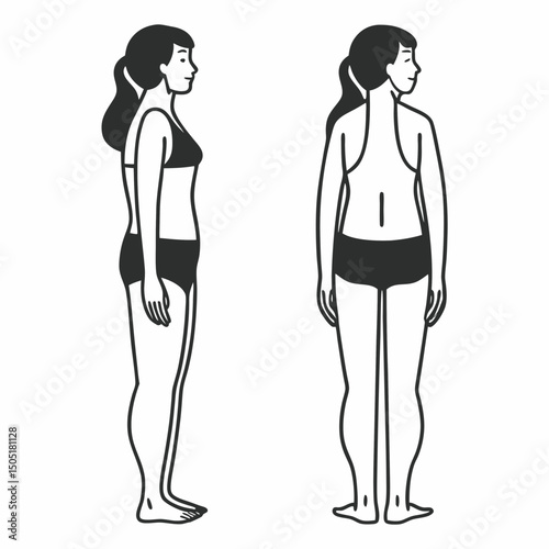 Female line drawing showing healthy vs excessive body fat