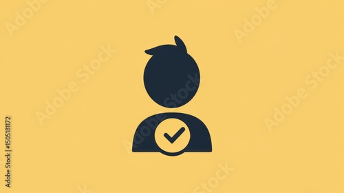 Minimalist new user icon with a checkmark, representing account creation and online verification.