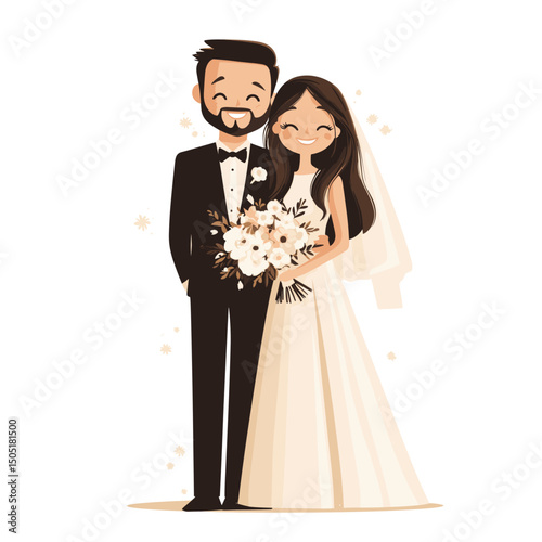 Happy couple wedding illustration
