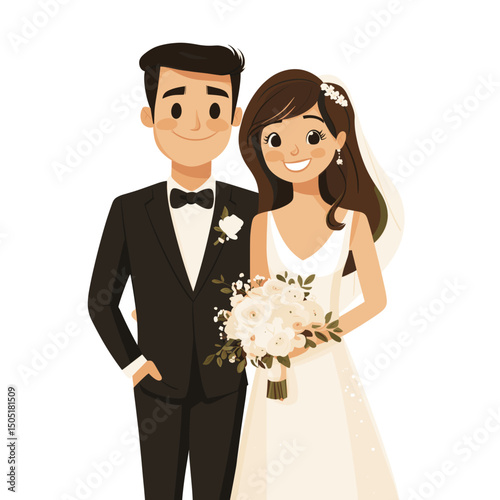 Happy couple wedding illustration