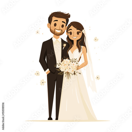 Happy couple wedding illustration
