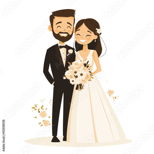 Happy couple wedding illustration