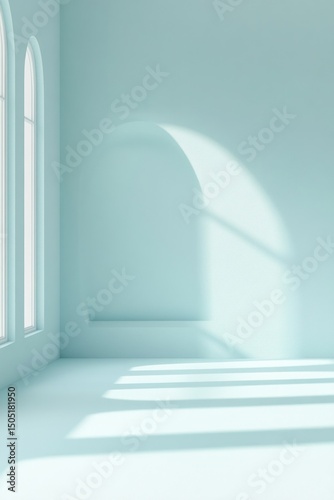 Minimalistic light blue studio background with soft gradients, perfect for professional product photography.