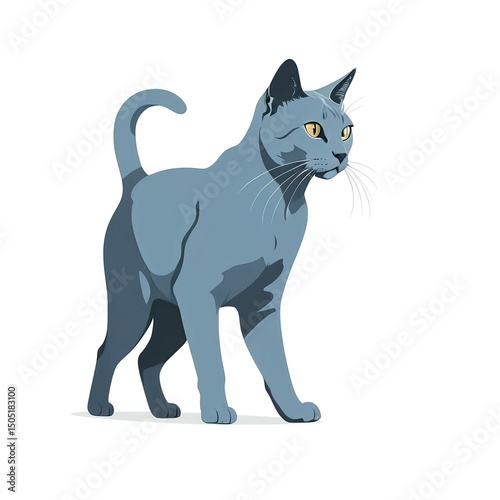 獲物を狙うロシアンブルー