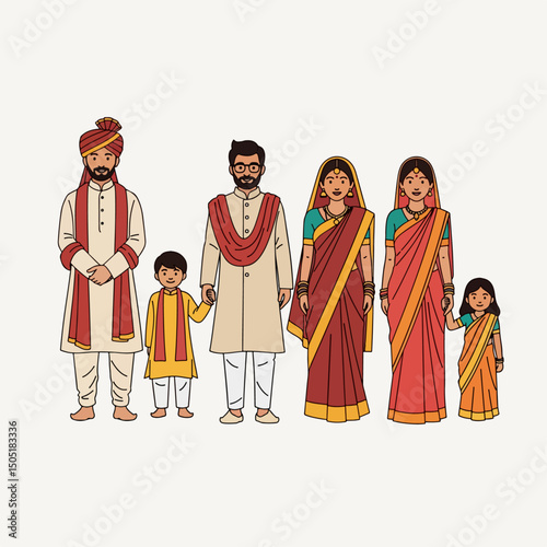 Indian family in traditional attire
