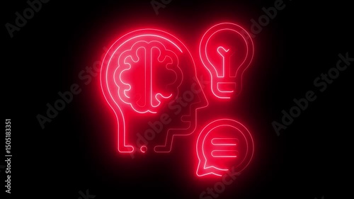 glowing neon resourceful icon isolated on black background with HD video