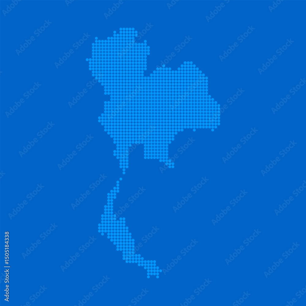 Obraz premium Blue halftone dot outline map background of Thailand