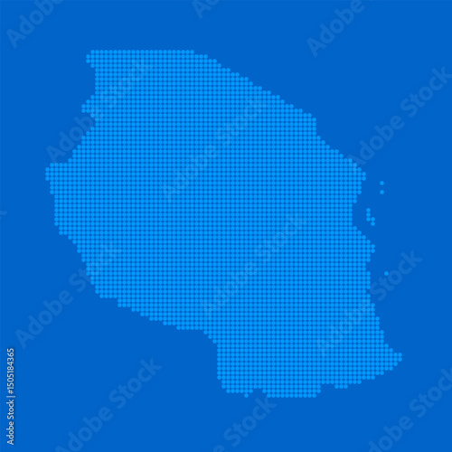 Blue halftone dot outline map background of Tanzania