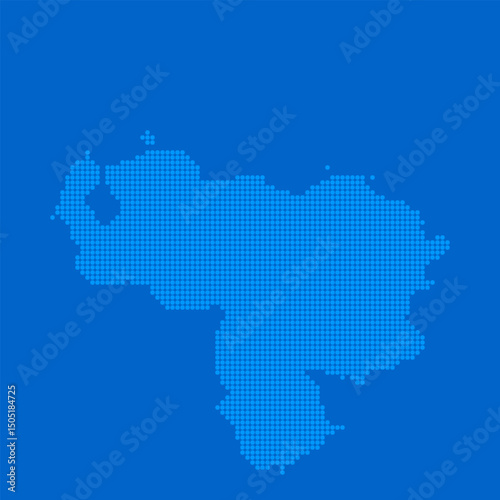 Blue halftone dot outline map background of Venezuela
