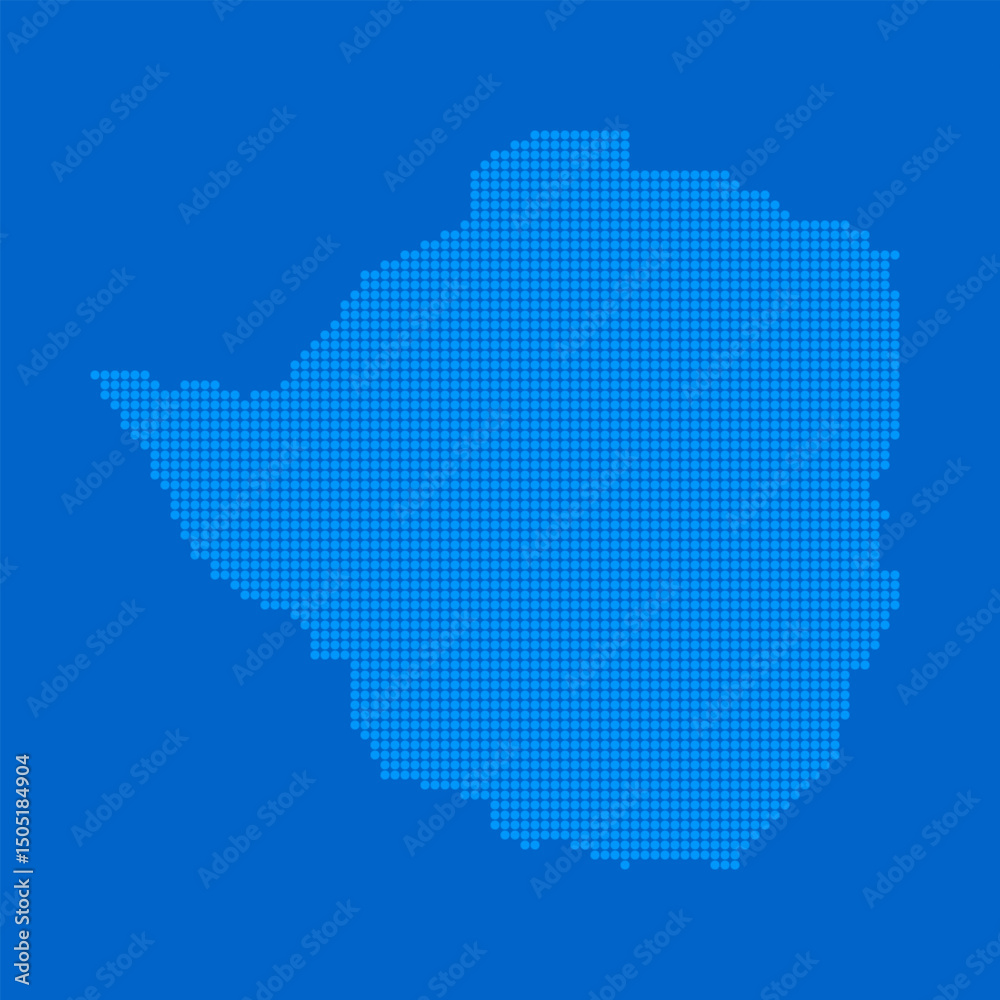 Obraz premium Blue halftone dot outline map background of Zimbabwe