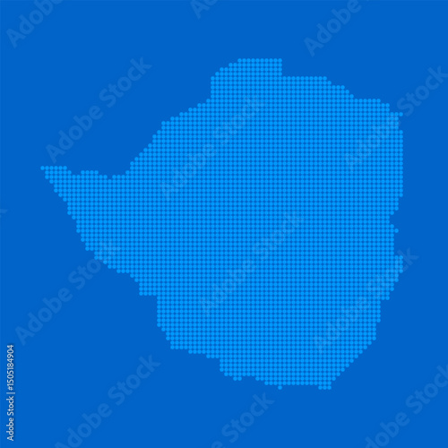 Blue halftone dot outline map background of Zimbabwe