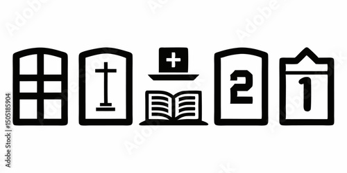 Christian bible icon line art religious symbol