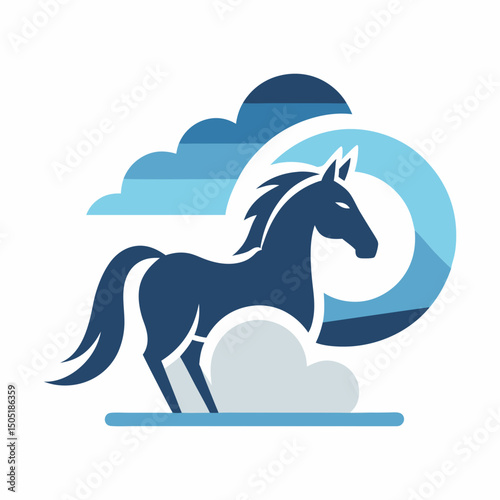 white horse with blue sky