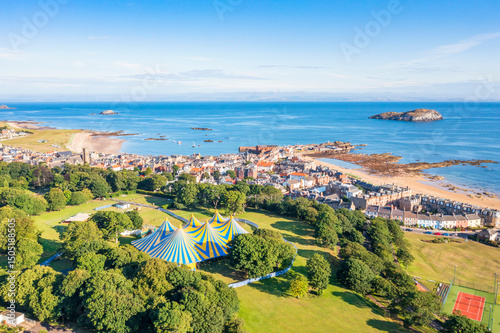 UK, Scotland, North Berwick, Seaside town during summer music festival photo