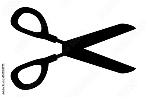 Scissors logo icon silhouette. Simple silhouette of open scissors. Scissors black icon. Stock vector illustration isolated on white background.