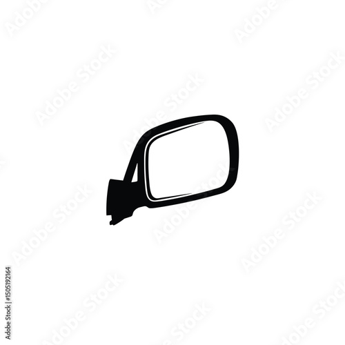 Silhouette of a side mirror, isolated vector on white background