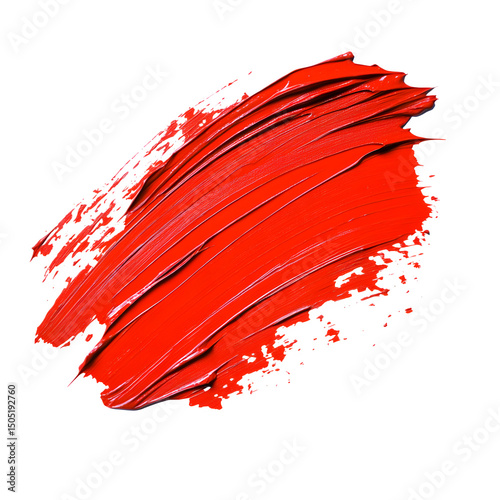 Red paint brushstroke isolate on white background