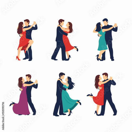 Dancing couples tango style flat art