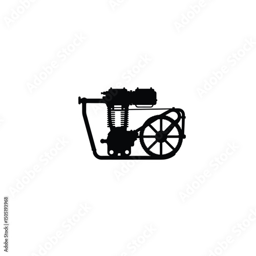 Silhouette of an engine block, vector style on white background