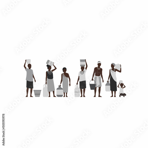 People carrying water containers on head