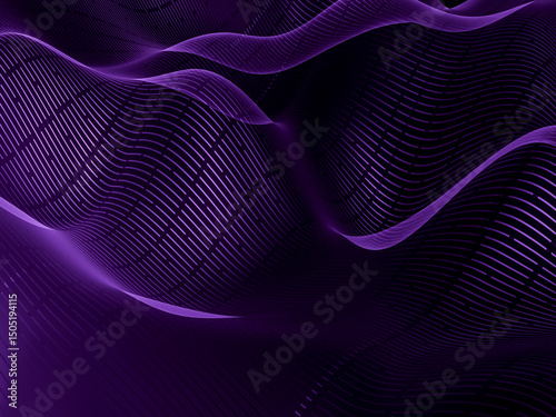 Abstract waves in purple tones, with soft glowing lines that create a serene atmosphere.