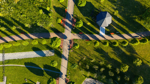 Park w Czechowicach Dziedzicach na osiedlu Północ widok z drona.