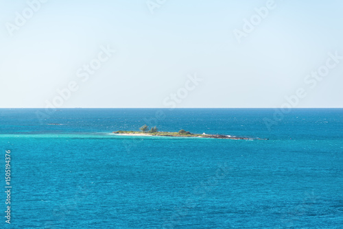 Beautiful seascape featuring small islands and shoals near the Caribbean island of Aruba