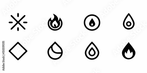 Four elements line icon logo design set