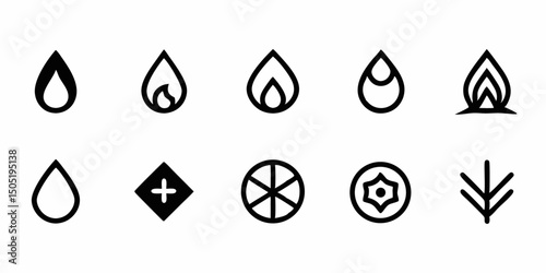 Four elements line icon logo design