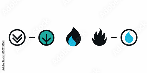 Line art four elements icon logo design