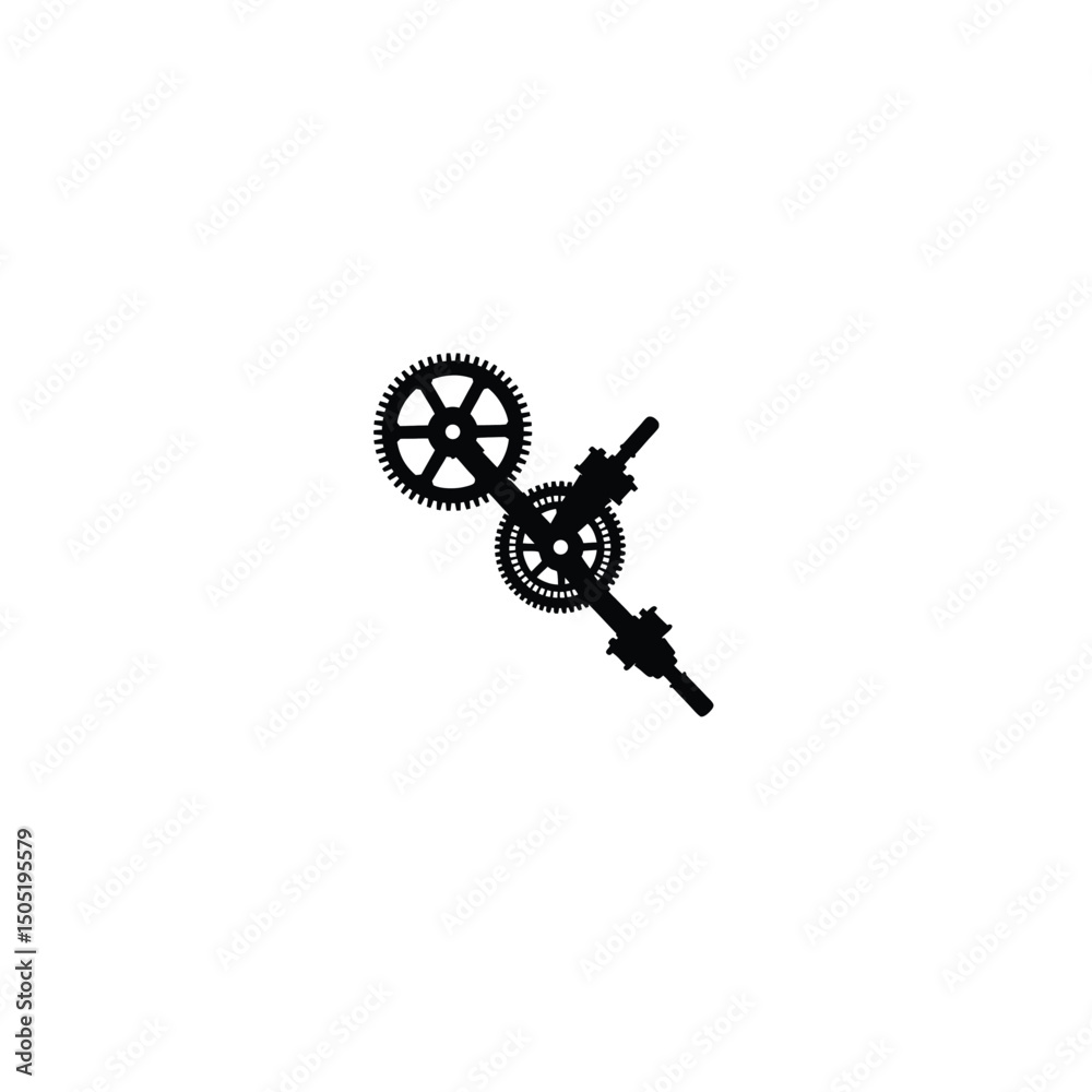 Obraz premium Silhouette of car gears, mechanical silhouette on white background