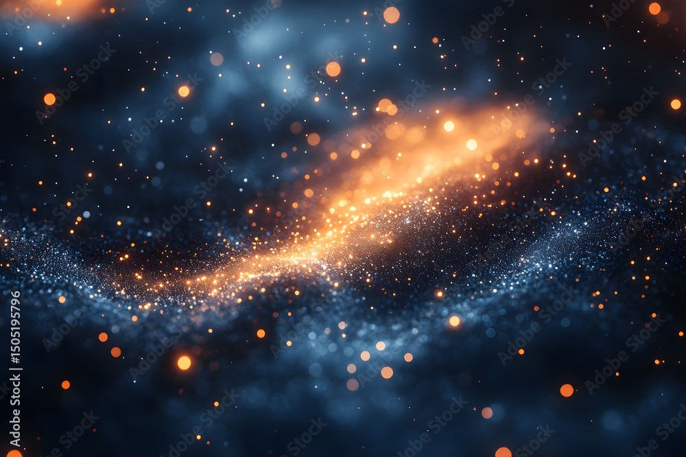 Fototapeta premium Cosmic Abstract with Glowing Particles in Deep Space - Ideal for Digital Design and Prints