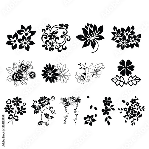 Line Art Leaf Branch Floral Doodle Plant Pattern