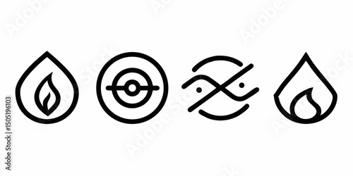 Four elements line icon logo design