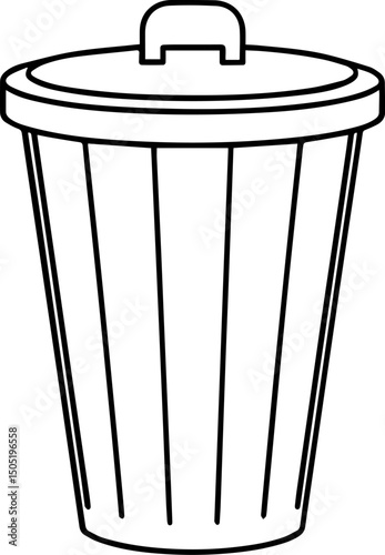 trash can outline vector illustration line art coloring book page