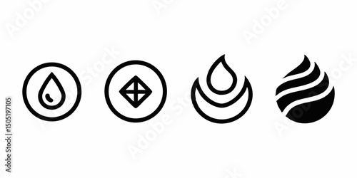 Four elements line icon logo design