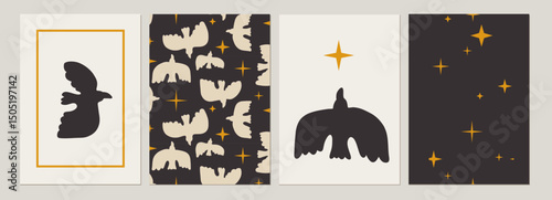 Celestial Birds and Stars Art Prints
