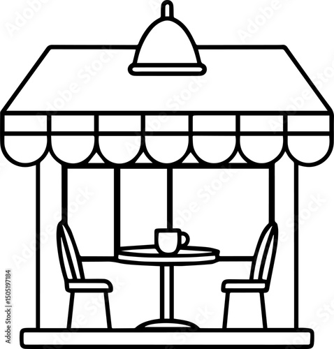 cafe shop outline vector illustration line art coloring book page