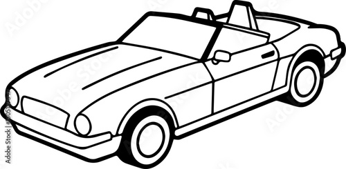convertible vehicle outline vector illustration line art coloring book page