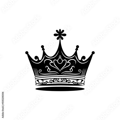 A silhouette illustration of a king or queen's crown