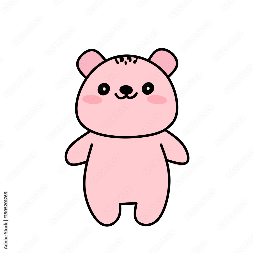 A pink cartoon bear with a friendly face and simple design. Its round shape and soft colors make it ideal for baby products, toys, or children’s illustrations A pink cartoon bear with a friendly face and simple design. Its round shape and soft colors make it ideal for baby products, toys, or children’s illustrations