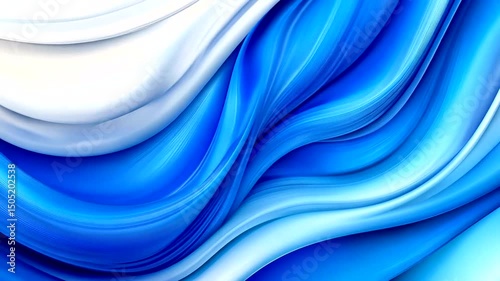 Abstract dynamic composition of flowing lines, with shades of white and blue, creating depth and an illusion of movement