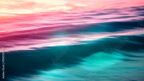 Abstract ocean vista, where dreamy pink clouds meet turquoise waves in a serene water scape, inviting peace and imaginative journeys