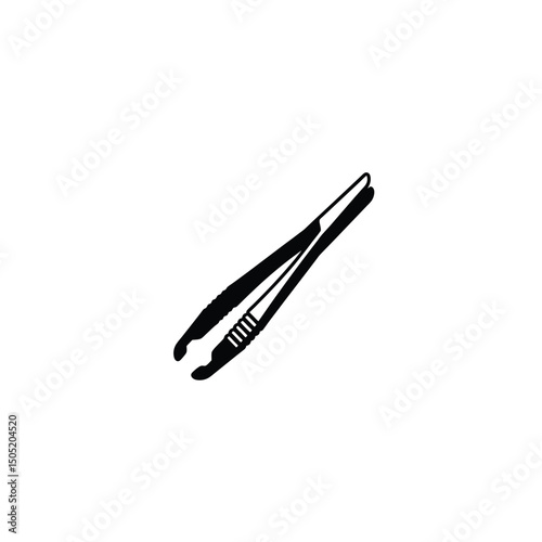 Silhouette of tweezers isolated tool icon on white background