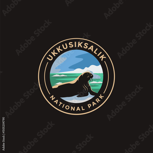 Ukkusiksalik National Park National Park vector logo theme on dark background