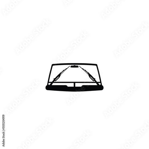 Silhouette of windshield glass with wipers icon vector on white background
