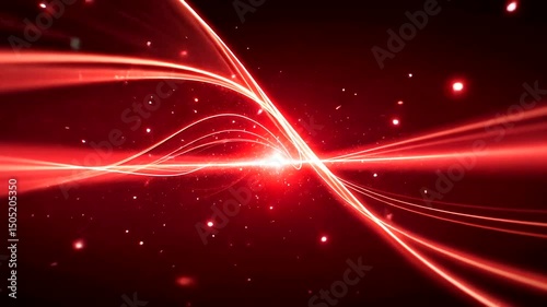 Vivid red abstract with radiant, light trails