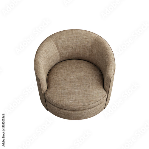 Top View of a Swivel Beige Upholstered Accent Chair