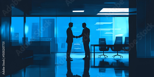 Business Professionals Shaking Hands in Corporate Conference Setting photo