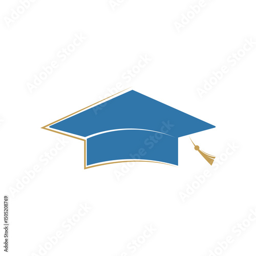 blue graduation cap hat icon vector logo design creative idea
